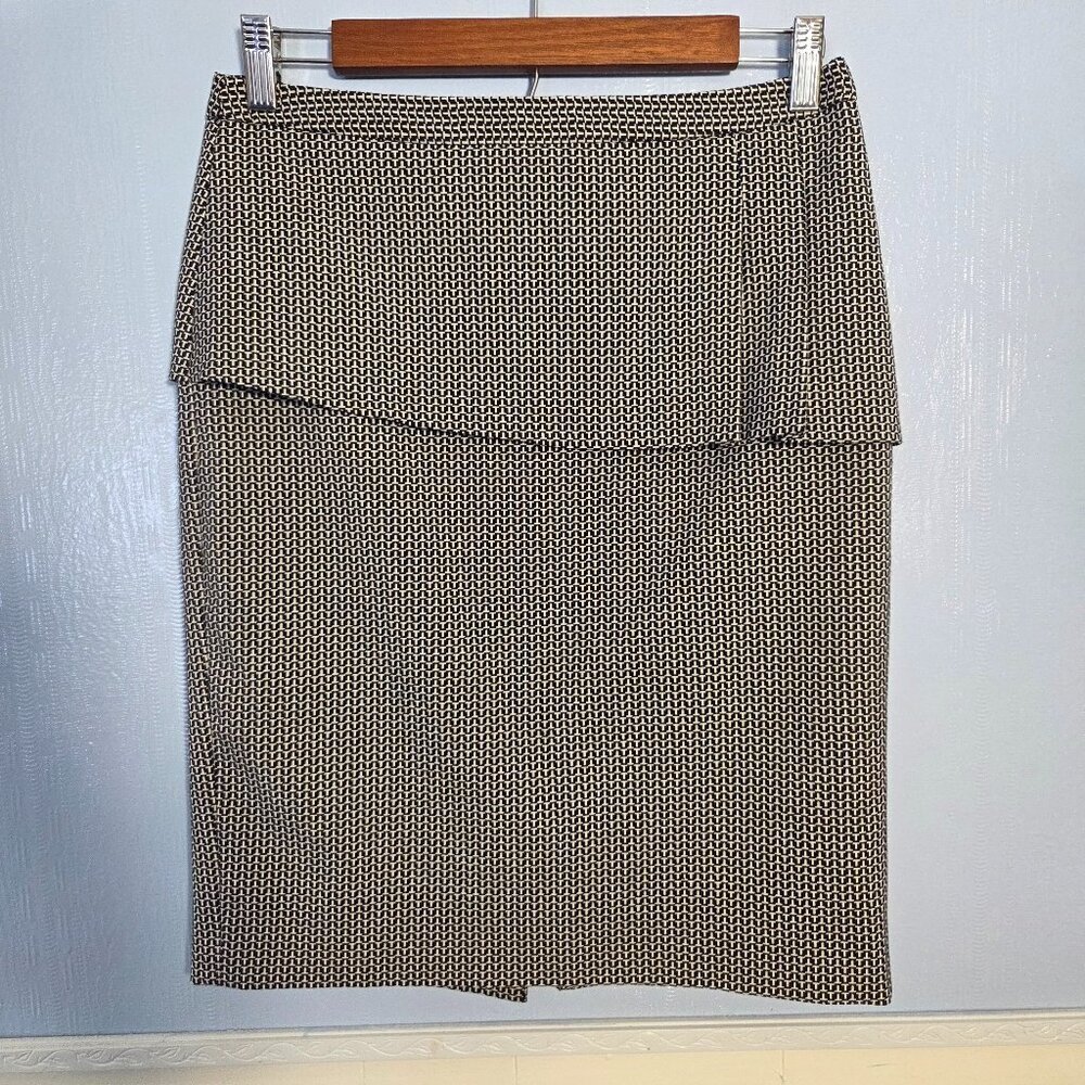 The Limited SIze 2 Black Cream Geometric Print Business Office Pencil Skirt